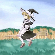 魔法の森上空あたりを飛行する魔理沙