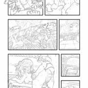 漫画「水泳部男女が裸でプールに入る話」20ページ（下描き）