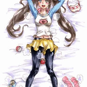 いっぱい歩いてようやくポケセンで一休みできたメイちゃんハスハス