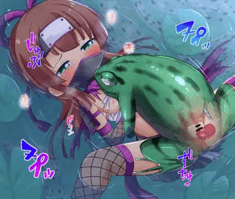 カエルに襲われた忍者ちゃん