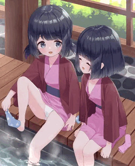 足湯パンチラ&胸チラ