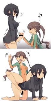 カエルがカブトムシでロデオのやつをやらされるオレっ娘ふた