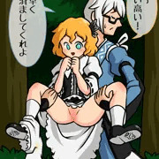 霖之助に足を抱えてもらっておしっこする子供の頃の魔理沙