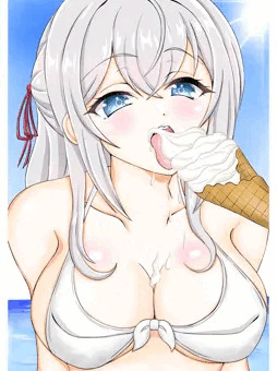 ソフトを食べるアーリャさん！