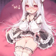 【差分５枚】ふわふわ銀髪少女がたくし上げておねだりしてくる♥