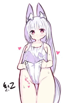 みにみにぷにぷに白スクミニ白狐