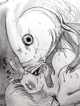 魚といちゃつく絵 