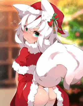 後ろに立つと怒るサンタ狐さん