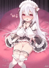 【差分５枚】ふわふわ銀髪少女がたくし上げておねだりしてくる♥