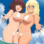 ３人で海水浴