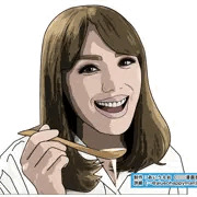 ヨーグルトを食べる女性のイラストです