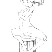 丸椅子と開脚福田。