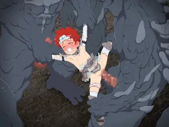 モンスターハウスに迷い込んだ女の子冒険者GIFアニメ