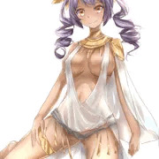 褐色ツインテールくるくる髪