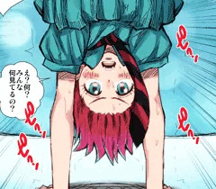 ノーパンで逆立ちを披露するマチュ。