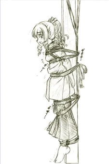 旗風さんを柱に縛り付けて・・・