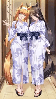 浴衣サイレンススズカとマンハッタンカフェ