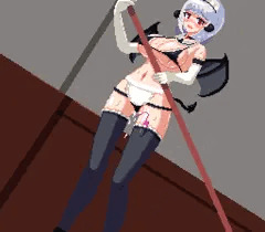 掃除中のメイド水着サキュバスちゃん