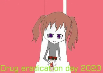 薬物乱用が無いか尿検査を受ける少女