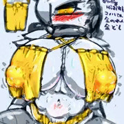 うちのこラクガキ　コノハさんと金のれん金どし