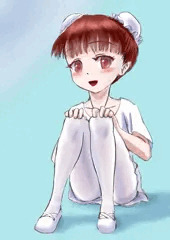 体育座りのバレエ少女