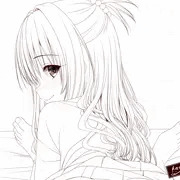 巫女服の美柑ちゃんと　線画