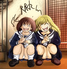 小葉と朋美のうんこ座り②
