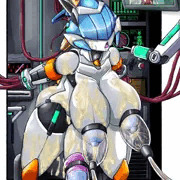 ふたなり爆乳メカクレロボ娘の搾乳