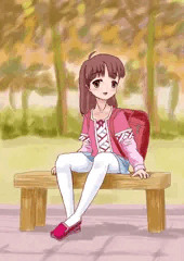 座りランドセル少女