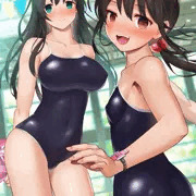 プールのスク水姉妹