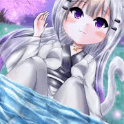 夜桜と猫