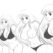 黒ビキニ姿の麗子　乳揺れ