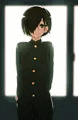 黒髪の目隠れ学ラン男子