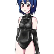 ハイネックラバーレオタード娘
