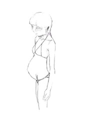 練習改変模写 少女妊婦