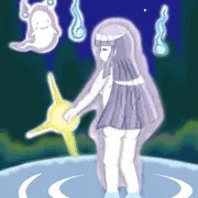 沐浴する幽霊娘ニーナ（うちのこ）