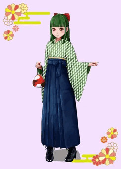 袴ブーツがま口ポーチ緑子