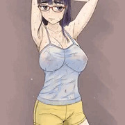 濡れたかのように汗をかいているもも子