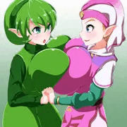 Commission ゼルダ姫とサリアの乳あわせ