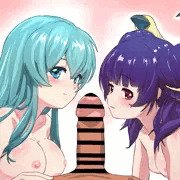 王女と少女(竜神)のWフェラ
