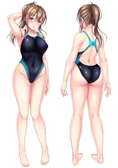 トモミさん　競泳水着　差分8パターン