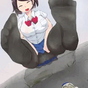 炎天下に黒タイツのJK