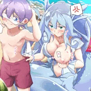 今日は沖まで一緒に泳ごうって言ったのに