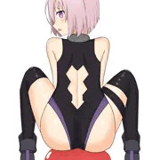 お尻で風船を割ろうとしてるマシュ