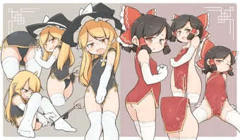 ミニ丈チャイナ服 魔理沙&霊夢
