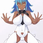 青髪褐色おっぱい