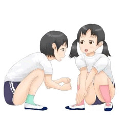 しゃがむ女の子達