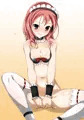 はいてないメイド水着の部長