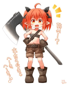 長命小柄ぷにあな種族で軽装回避型前衛の先輩冒険者ちゃん