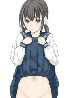 セーラー服ｘへそｘたくし上げ